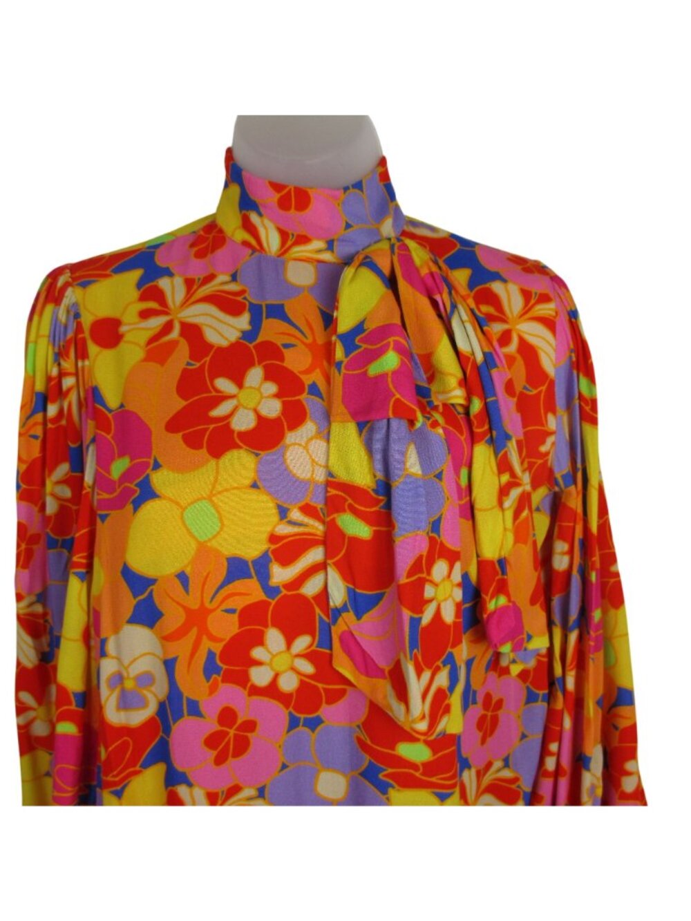 Emily McCarthy Floral Long Sleeve Dress Tiered Hem Multicolor Small $318 Luxury - Picture 2 of 11